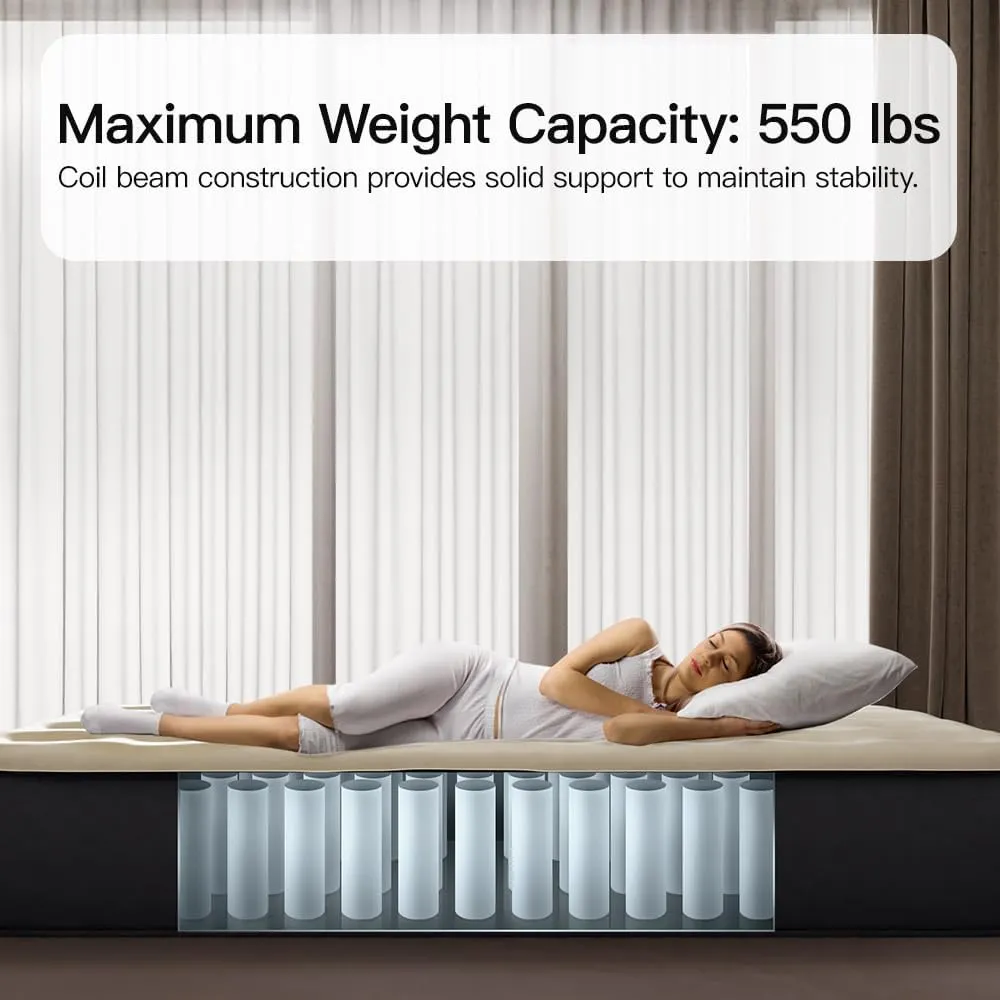Air Mattress Twin with Built in Pump - 2 Mins Quick Self Inflatable,13"/550lbs Max Blow Up Bed, All Night Stability No Lost Air，No Peculiar Smell for Camping,Home,Guests & Portable Travel