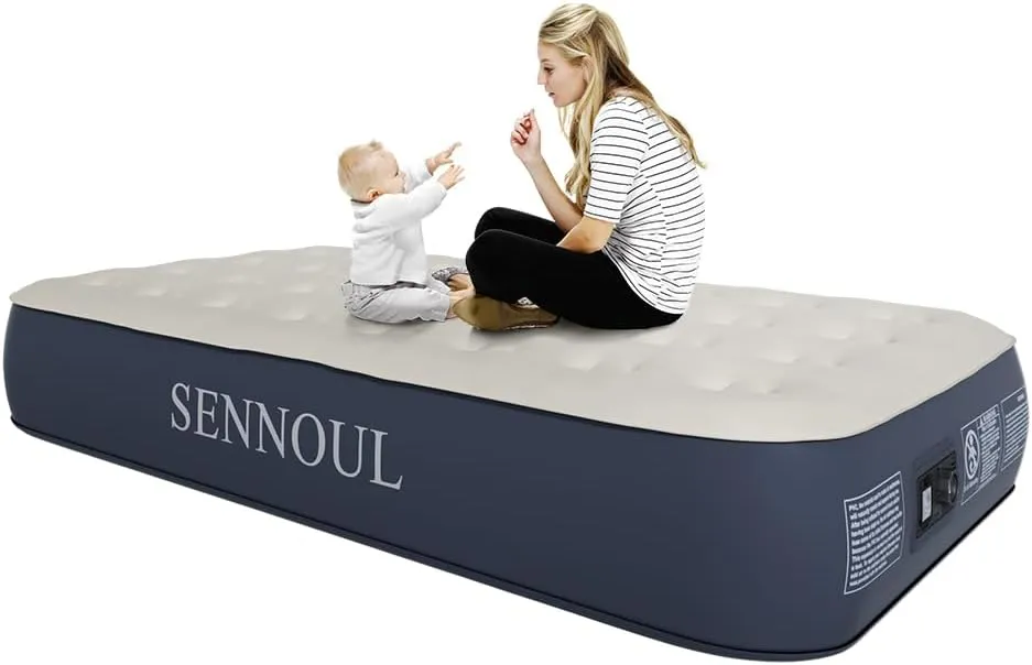 Air Mattress Twin with Built in Pump - 2 Mins Quick Self Inflatable,13"/550lbs Max Blow Up Bed, All Night Stability No Lost Air，No Peculiar Smell for Camping,Home,Guests & Portable Travel