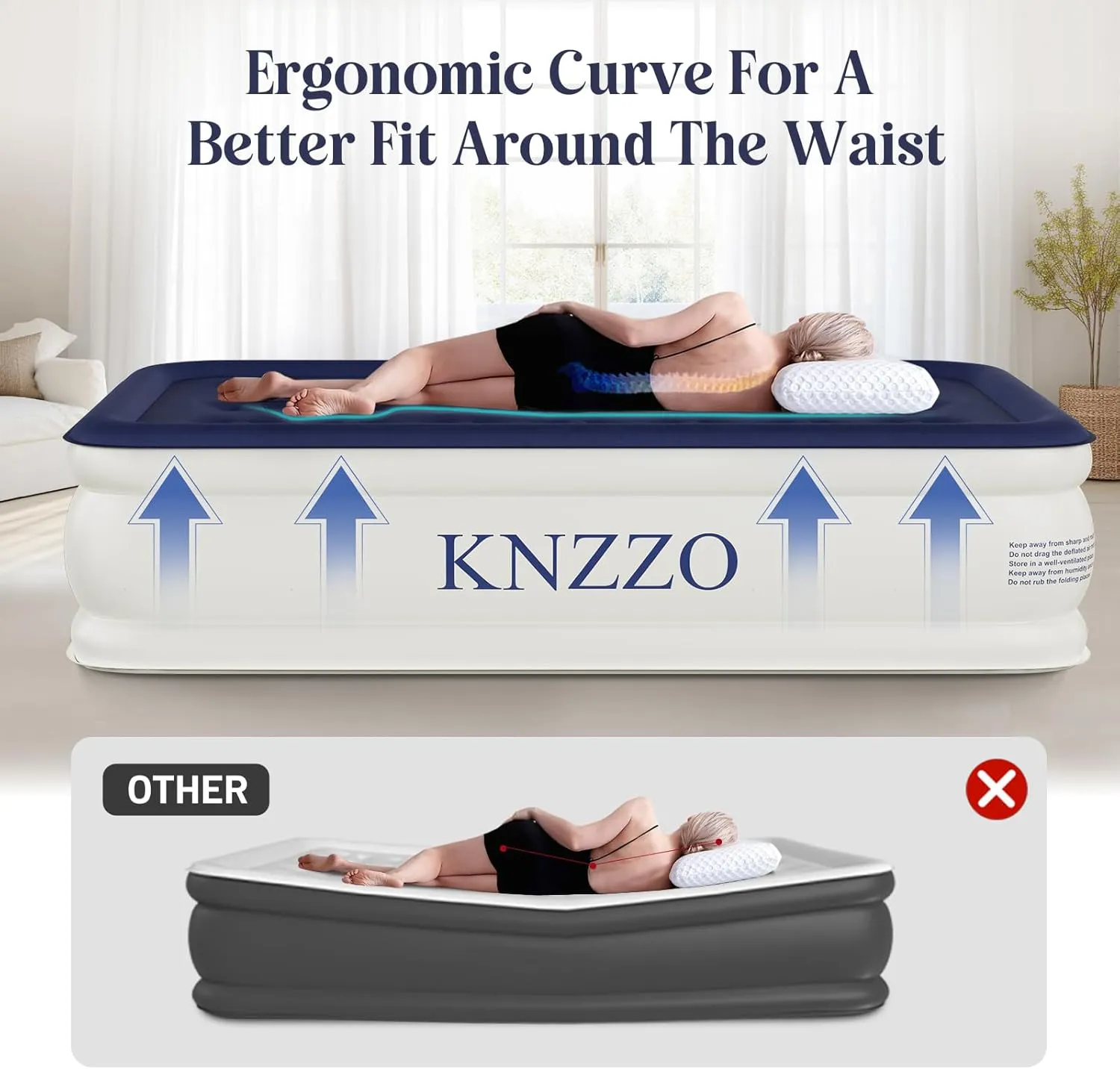 Air Mattress Twin with Built-in Pump, Blow Up Mattress with Soft Flocked Top, Leakproof Inflatable Mattress, Foldable Waterproof Air Bed for Home, Guests, Camping, with Storage Bag