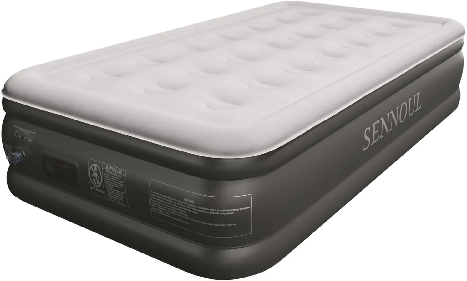 Air Mattress Twin with Built in Pump - Upgraded Single Blow Up Bed, 2 Mins Quick Self Inflatable, 18"/550lbs Max, Strong Support, Flocked Top, Puncture Resistant, for Camping,Home,Guests
