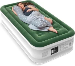 Air Mattress with Built in Pump - Upgraded Twin Blow Up Mattress, 2 Mins Quick Self Inflatable with Double Air Chamber,18"/550lbs Max, Strong Support, for Camping,Home,Guests,Portable Travel