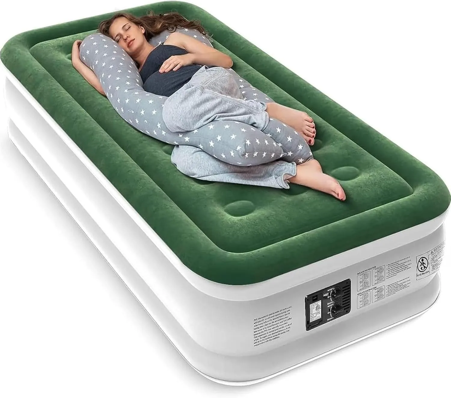 Air Mattress with Built in Pump - Upgraded Twin Blow Up Mattress, 2 Mins Quick Self Inflatable with Double Air Chamber,18"/550lbs Max, Strong Support, for Camping,Home,Guests,Portable Travel