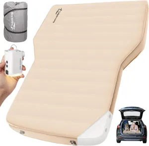 Air Mattress with Foam for Tesla Model Y, Self-Inflating Sleeping Pad for Camping SUV, Car Inflatable Bed with Rechargeable Pump (Beige)