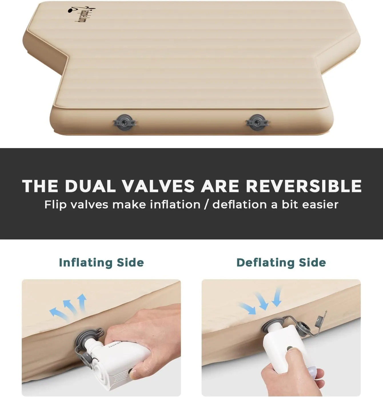 Air Mattress with Foam for Tesla Model Y, Self-Inflating Sleeping Pad for Camping SUV, Car Inflatable Bed with Rechargeable Pump (Beige)