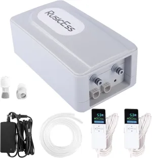 Air Pump Compatible with Sleep Number or Select Comfort Bed Mattress Pump with Remote, Air Mattress Pump Replacement Parts - 2 Valve with 2 Wired Remote Controls, Fits Any Brand of 3/8-inch Hose Pumps