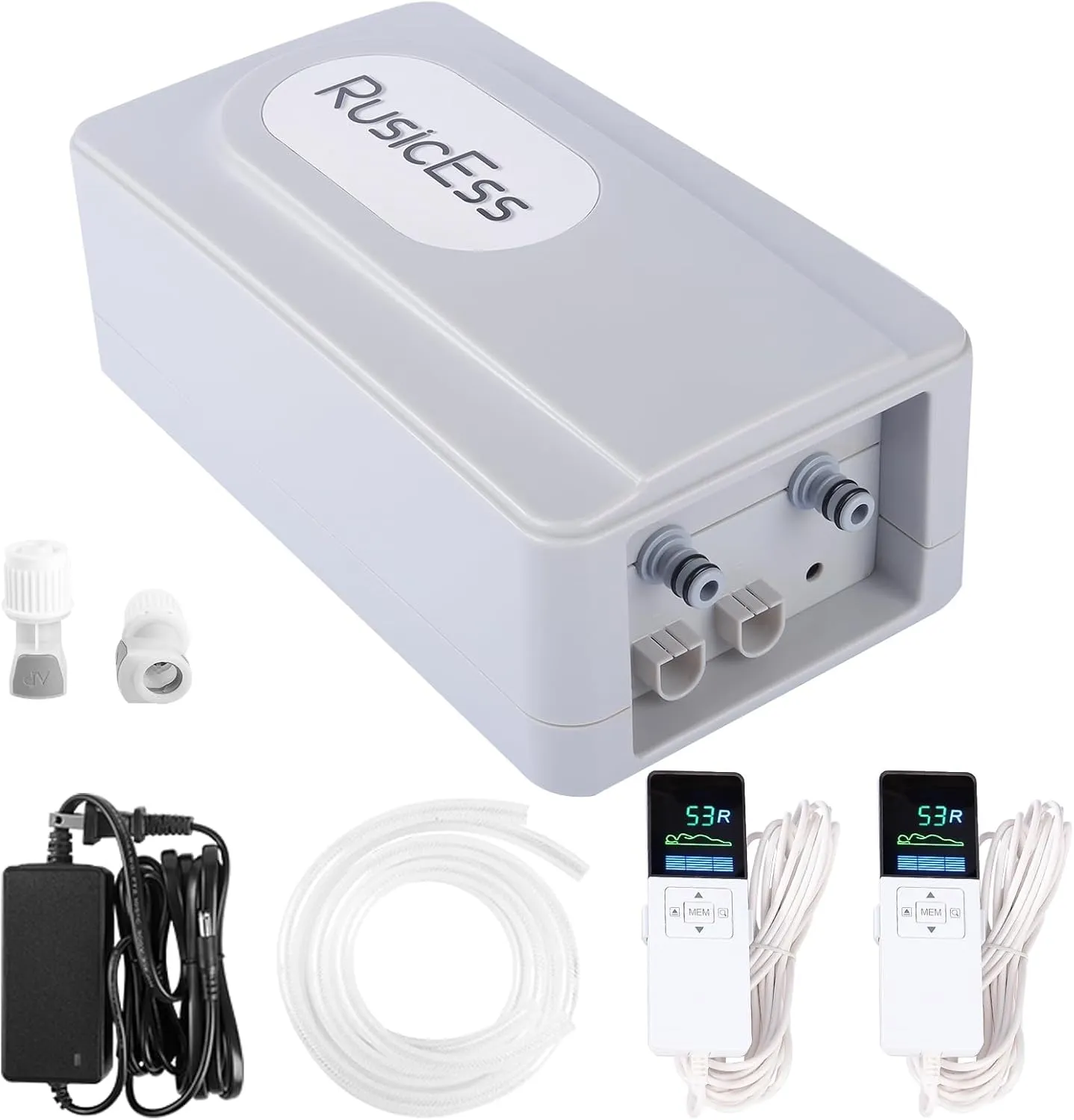 Air Pump Compatible with Sleep Number or Select Comfort Bed Mattress Pump with Remote, Air Mattress Pump Replacement Parts - 2 Valve with 2 Wired Remote Controls, Fits Any Brand of 3/8-inch Hose Pumps