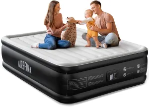 Airefina Air Mattress Queen with Built in Pump, Blow Up Mattress Inflatable Mattress Easy and Quickly Inflation/Deflation Upgrade Air Coil Portable with Carrying Bag for Guest Colchon Inflable