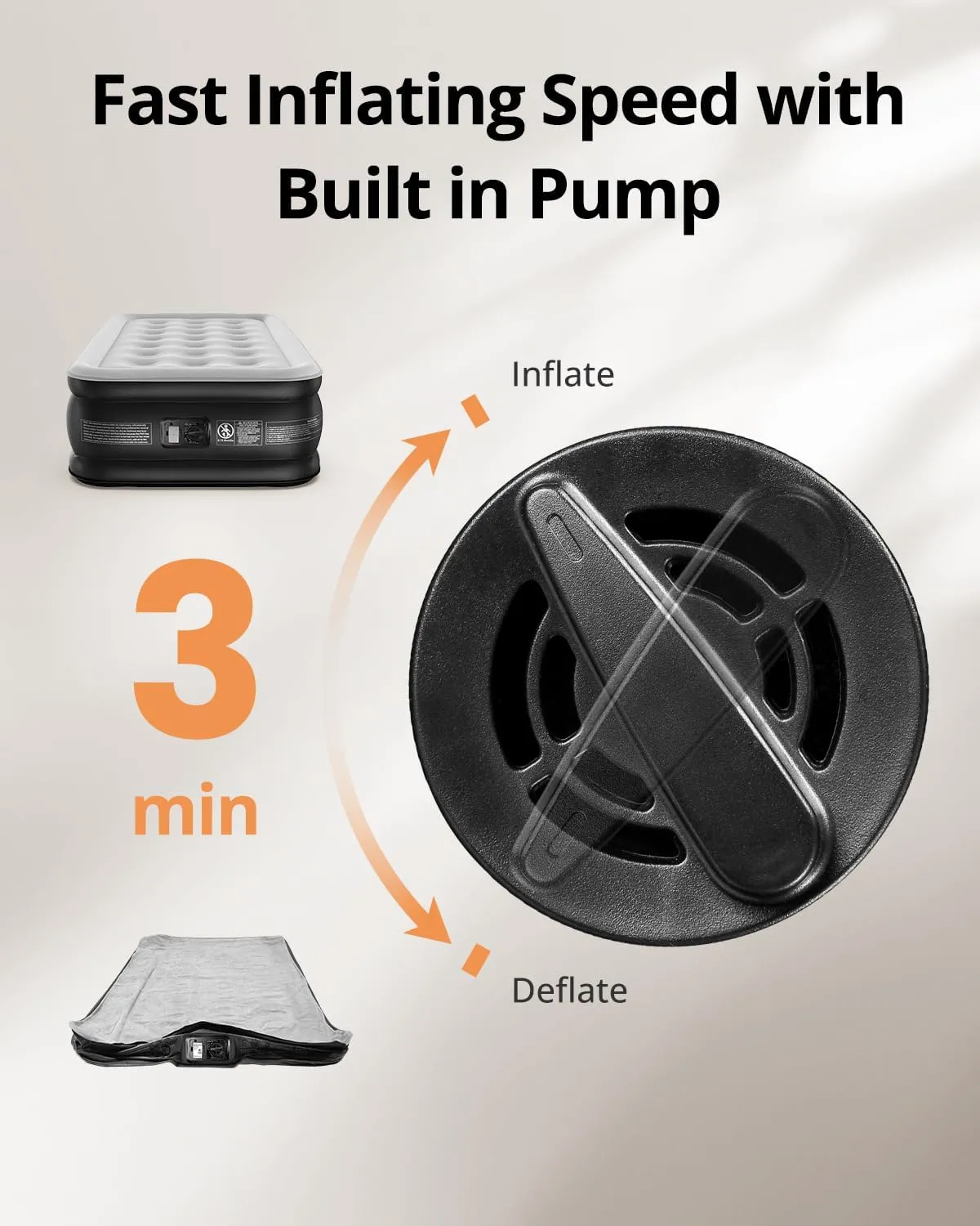Airefina Twin Air Mattress with Built-in Pump Raised for Guests Home, 18" Blow Up Mattress Self Inflatable Mattress in 2 Mins Portable Foldable Anywhere Air Bed with Carrying Bag Colchones Inflables