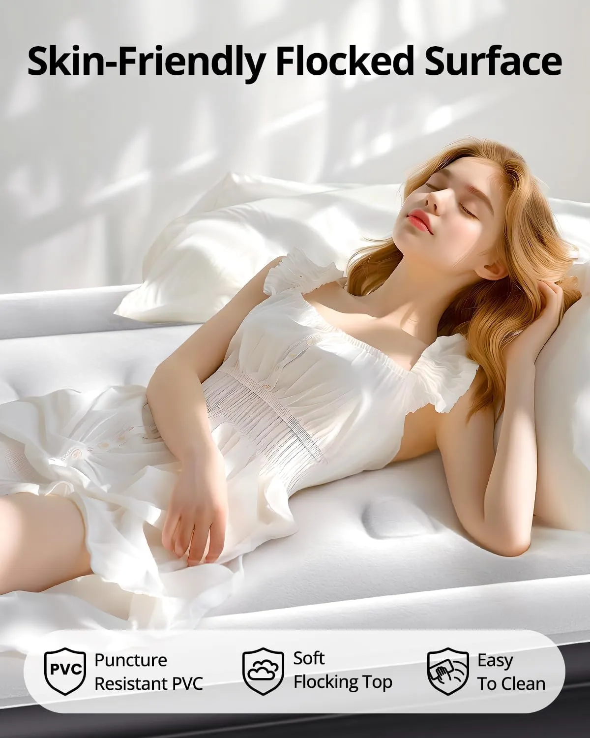 Airefina Twin Air Mattress with Built-in Pump Raised for Guests Home, 18" Blow Up Mattress Self Inflatable Mattress in 2 Mins Portable Foldable Anywhere Air Bed with Carrying Bag Colchones Inflables