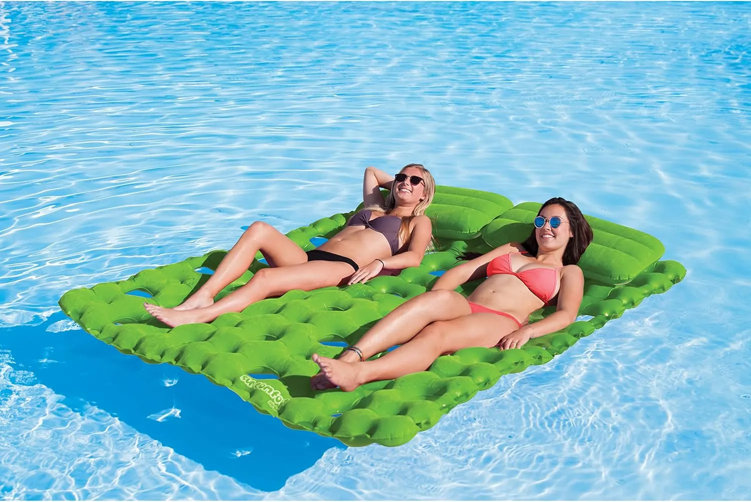 Airhead SUN COMFORT COOL SUEDE Double Pool Mattress, Lime (AHSC-016)