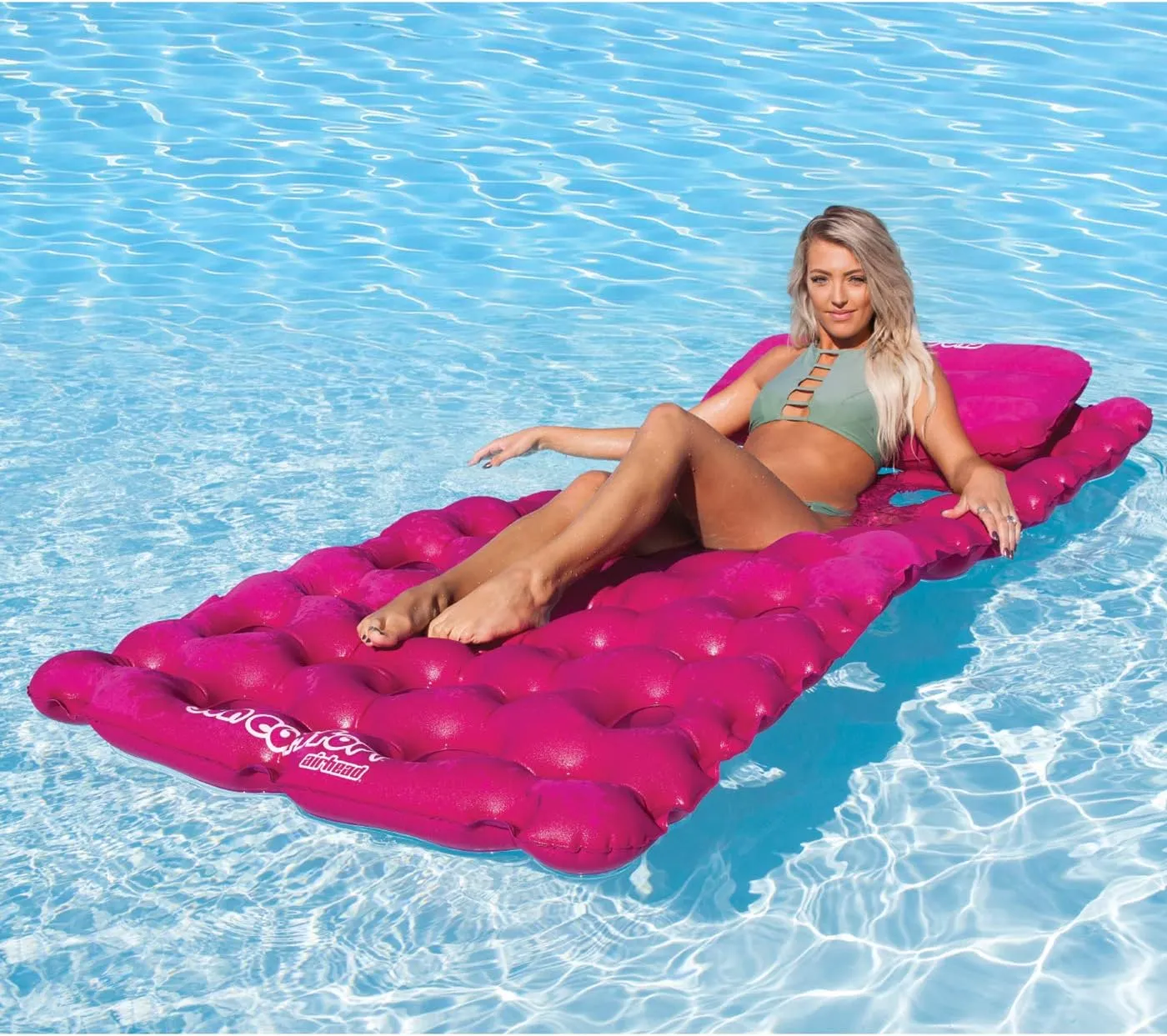Airhead SUN COMFORT COOL SUEDE Pool Mattress, Raspberry, Single Pool Mattress (AHSC-023)