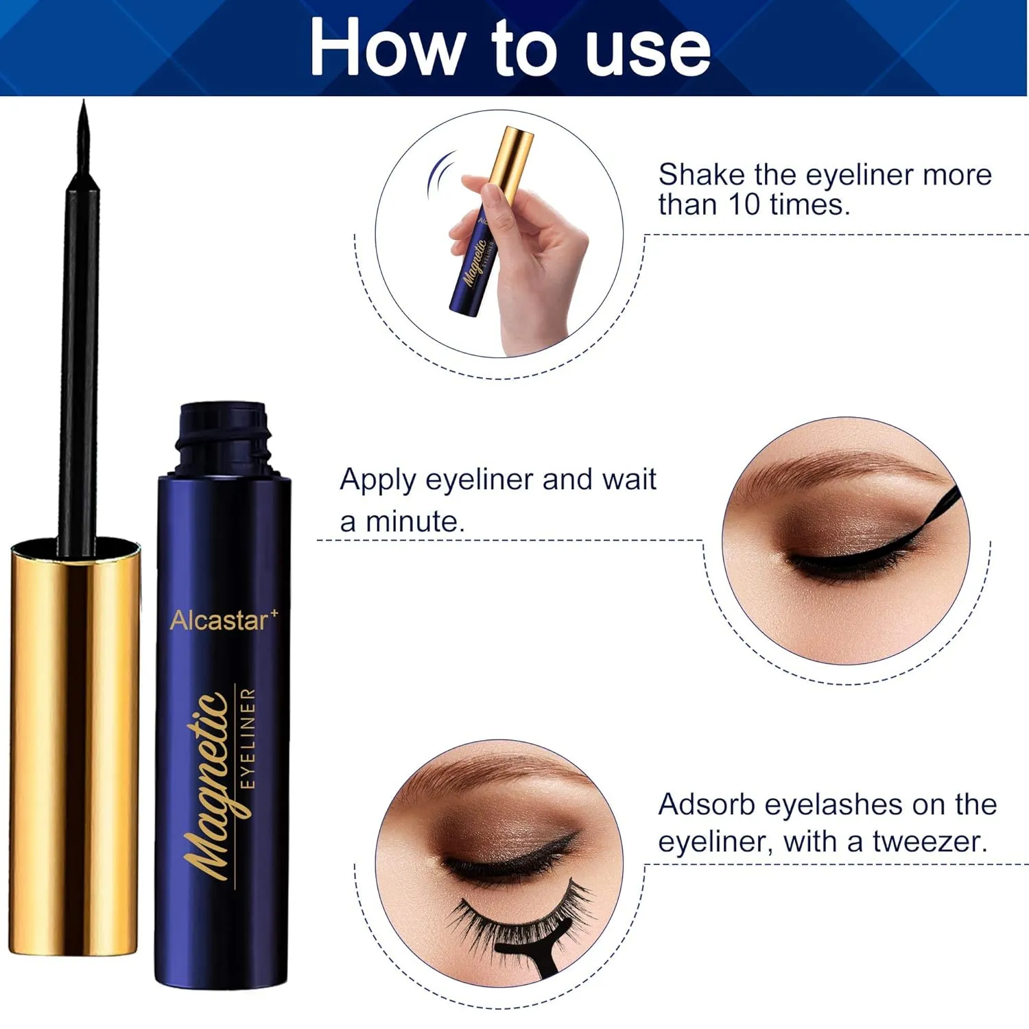 Alcastar Magnetic Eyelashes with Eyeliner Kit, Magnetic Lashes Natural Looking with, Long Lasting, Easy Apply,Cruelty-Free. (Mink Fluffy7-217)