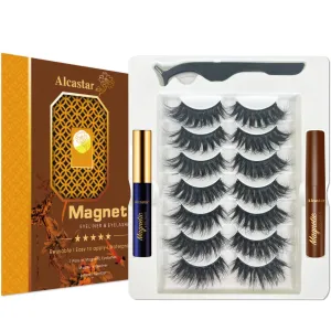 Alcastar Magnetic Eyelashes with Eyeliner Kit, Magnetic Lashes Natural Looking with, Long Lasting, Easy Apply,Cruelty-Free. (Mink Fluffy7-217)