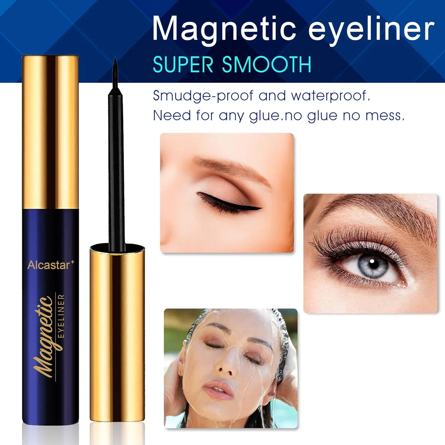 Alcastar Magnetic Eyelashes with Eyeliner Kit, Magnetic Lashes Natural Looking with, Long Lasting, Easy Apply,Cruelty-Free. (Mink Fluffy7-217)