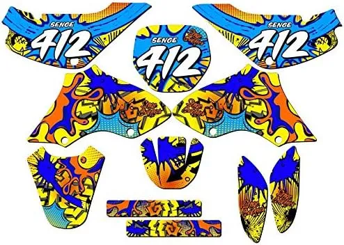 All Years JR 80 Zany Yellow Senge Graphics Complete Kit with Rider I.D. Compatible with Suzuki