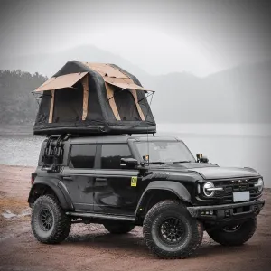 Amphibious Inflatable Car Roof Top Tent for Comfortable Camping, Quick Setup for 2-3 People, Khaki & Black
