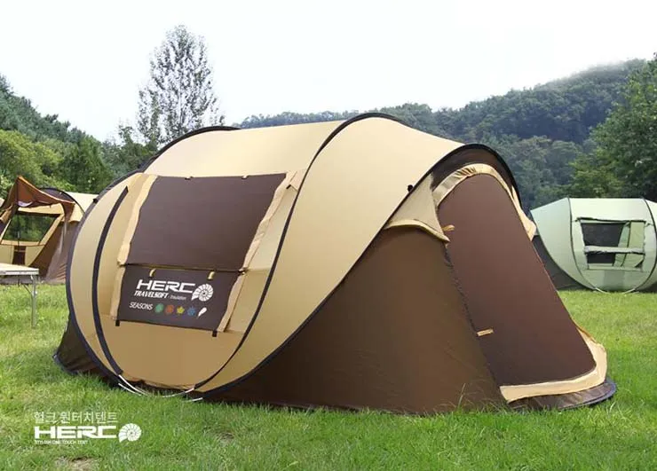 An ultra large camping tent that opens fast and automatically for three to four people