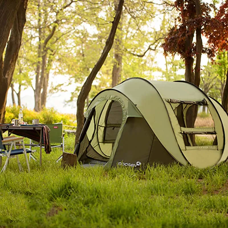 An ultra large camping tent that opens fast and automatically for three to four people