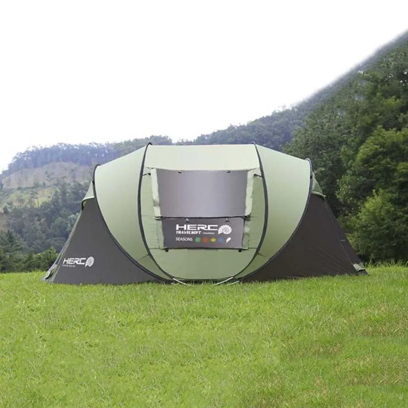 An ultra large camping tent that opens fast and automatically for three to four people