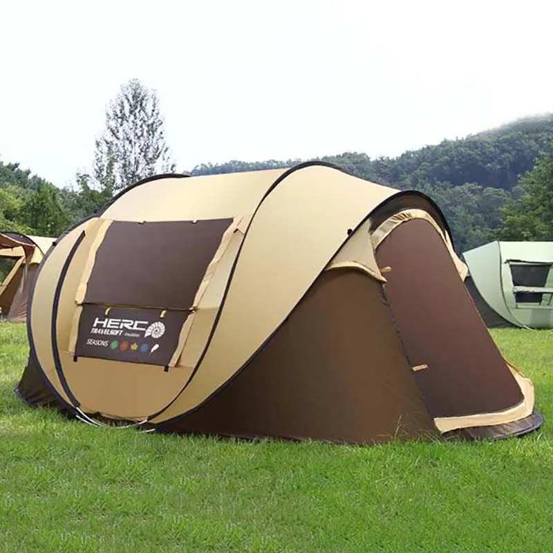 An ultra large camping tent that opens fast and automatically for three to four people