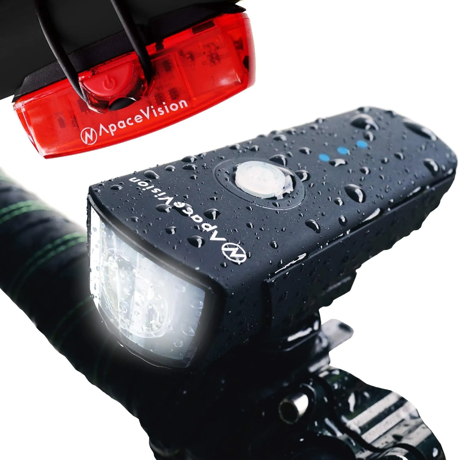 Apace Vision XPRO-LUME Bike Lights USB Rechargeable - Powerful 500 Lumens Bicycle Front Light - Super Bright IPX5 Waterproof MTB Road Commuter Front Back Cycle Lights