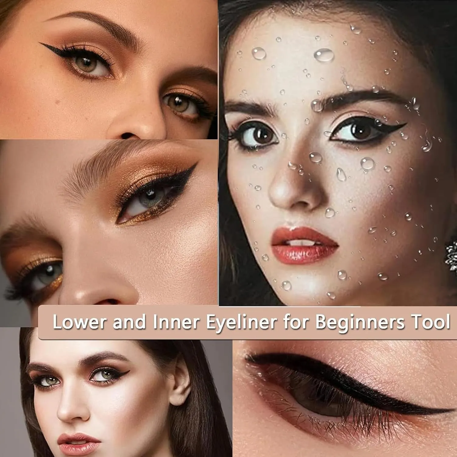 Arcbelle Eyeliner Set - Waterproof Silicone Applicator with Cream & Stencil, Smudge-Proof Makeup Tool for Precise Lines (1PCS*Black (Brown Black Eyeliner Cream))
