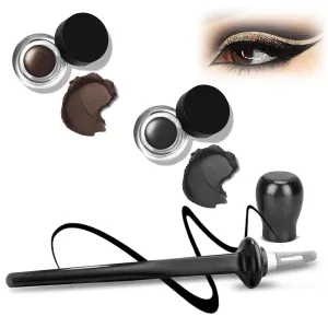 Arcbelle Eyeliner Set - Waterproof Silicone Applicator with Cream & Stencil, Smudge-Proof Makeup Tool for Precise Lines (1PCS*Black (Brown Black Eyeliner Cream))