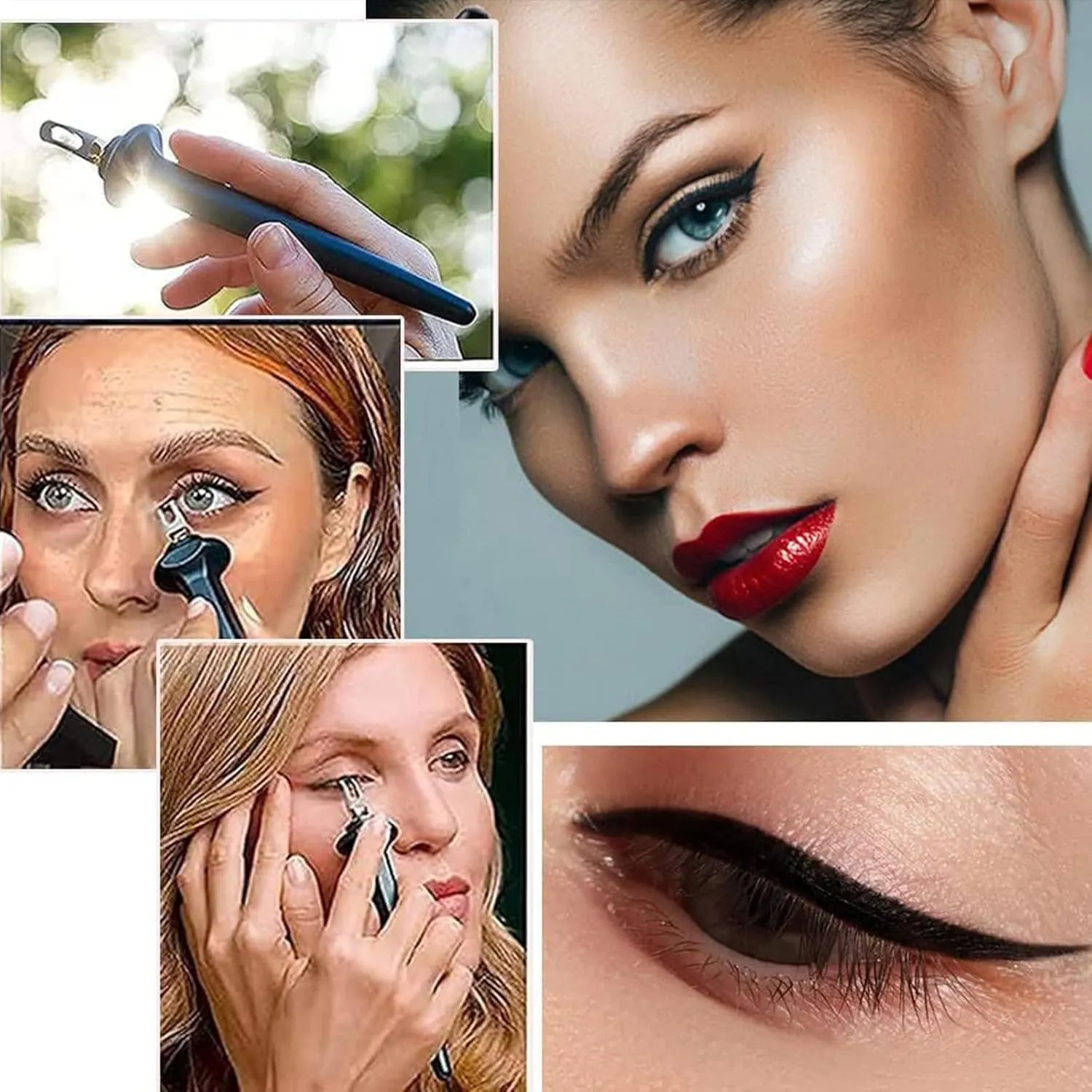Arcbelle Eyeliner Set - Waterproof Silicone Applicator with Cream & Stencil, Smudge-Proof Makeup Tool for Precise Lines (1PCS*Black (Brown Black Eyeliner Cream))