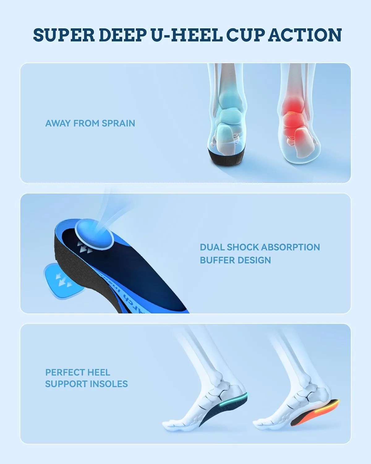 Arch Support Inserts, QBK Metatarsalgia Insoles, Men's Orthopedic Insoles, High Arch Support for Plantar Fasciitis, Flat Foot Metatarsal Bone Pain, Varus Foot XL