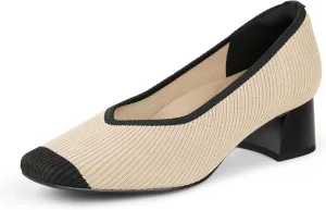 Arromic Women's Pumps Closed Toe Chunky Block Square Toe Low Heels Work Shoes Casual Daily Wear