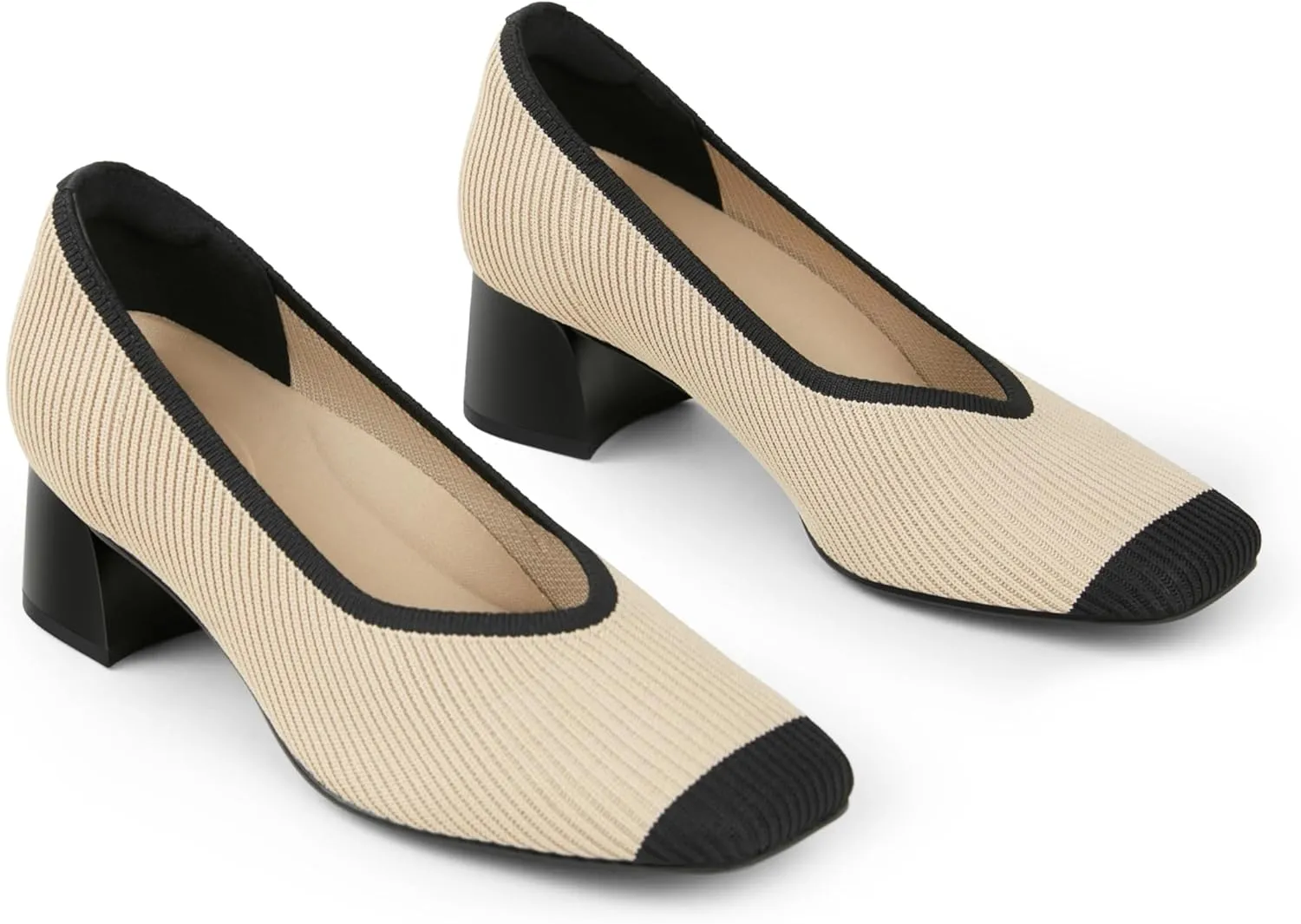 Arromic Women's Pumps Closed Toe Chunky Block Square Toe Low Heels Work Shoes Casual Daily Wear