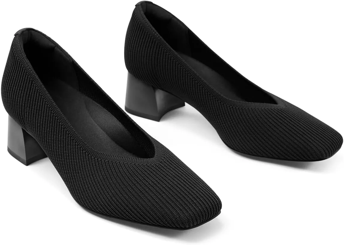 Arromic Women's Pumps Closed Toe Chunky Block Square Toe Low Heels Work Shoes Casual Daily Wear
