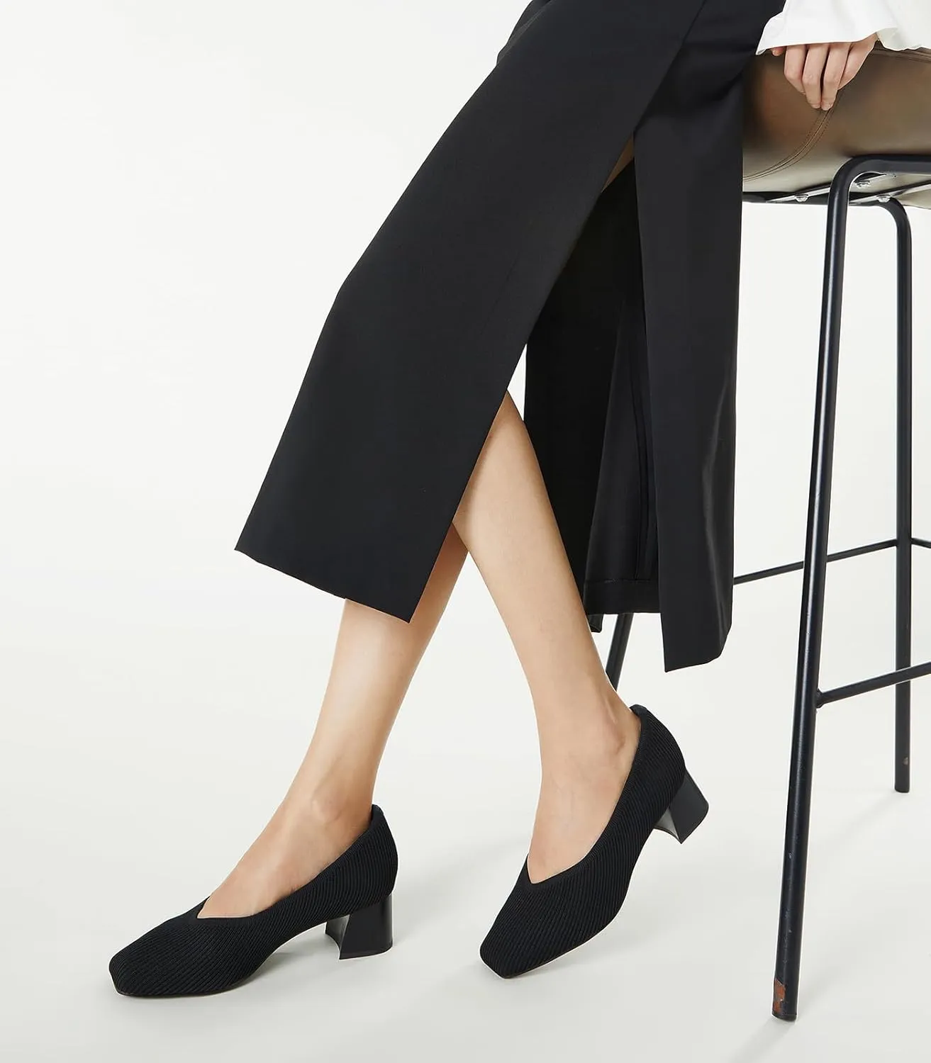 Arromic Women's Pumps Closed Toe Chunky Block Square Toe Low Heels Work Shoes Casual Daily Wear