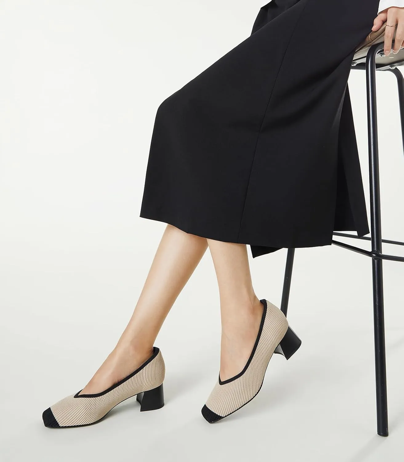 Arromic Women's Pumps Closed Toe Chunky Block Square Toe Low Heels Work Shoes Casual Daily Wear