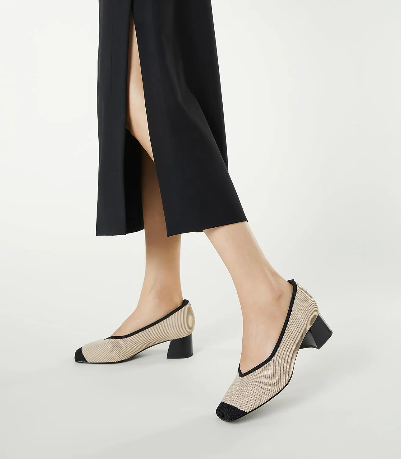 Arromic Women's Pumps Closed Toe Chunky Block Square Toe Low Heels Work Shoes Casual Daily Wear