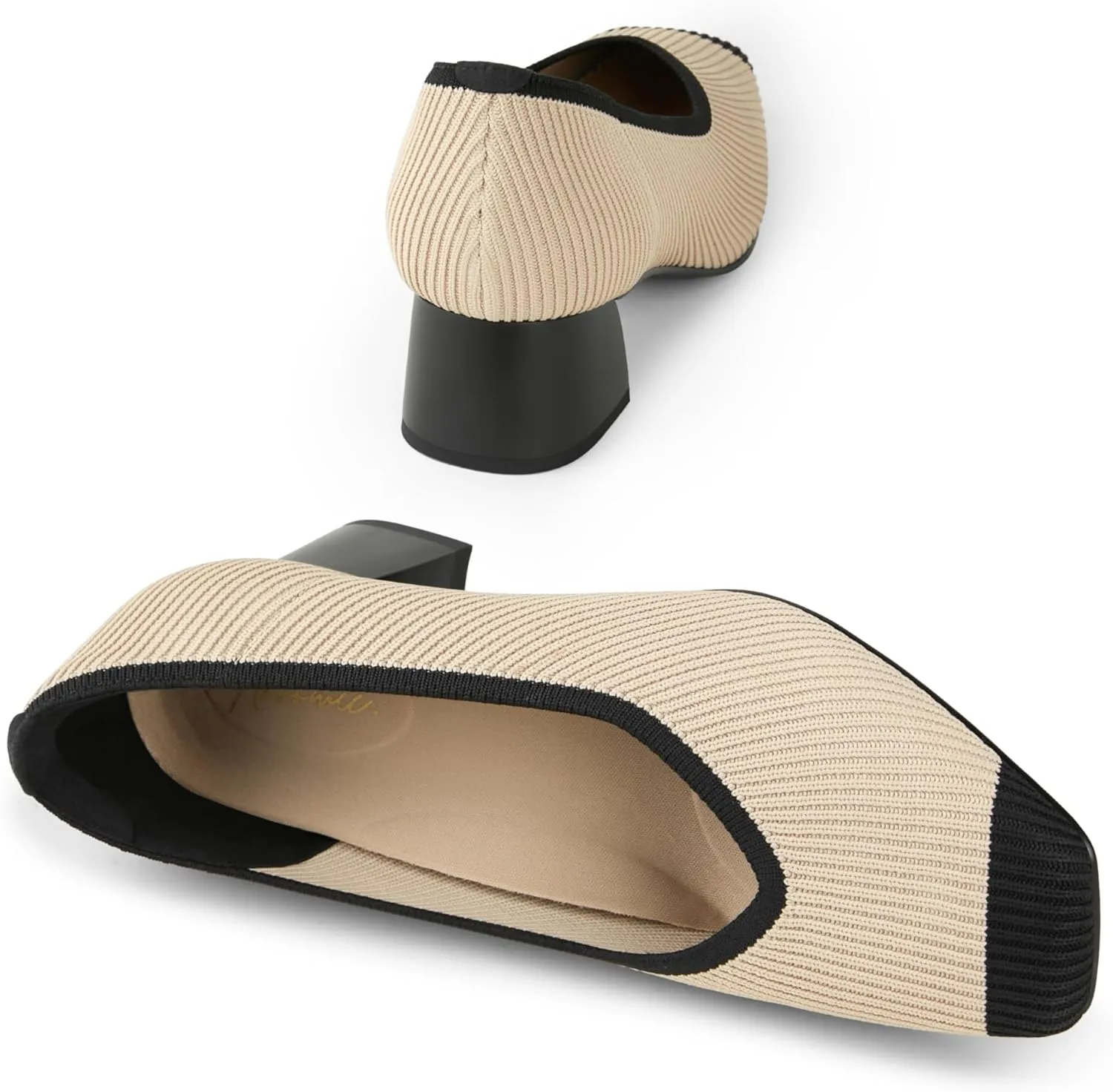 Arromic Women's Pumps Closed Toe Chunky Block Square Toe Low Heels Work Shoes Casual Daily Wear