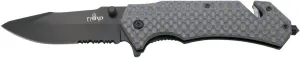 Assisted Folding Knife K2771TBS, Bicolor Blue G10 Handle and Camel Honeycomb Pattern Bees, 420 Stainless Steel Blade Finished in 9.2 cm Black with Saw Sheath.