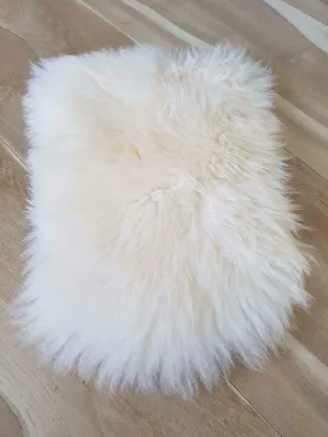 Asuprui Pet Bed Mat 100% Sheepskin Pup Rug Deluxe Dog Crate Pad Ultra Soft Durable Self Warming Kennel Mattress for Dogs and Cats Ivory