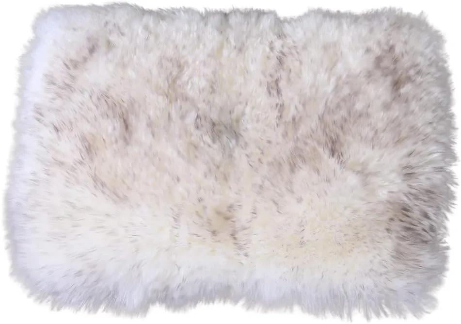 Asuprui Sheepskin Pet Bed Mat 100% Sheepskin Deluxe Dog Crate Pad Ultra Soft Durable Self Warming Kennel Mattress for Dogs and Cats (White with Black Tip)