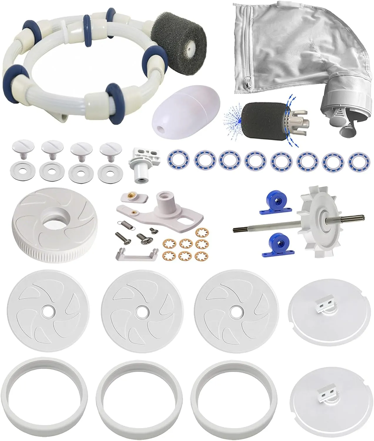 ATIE Pool Cleaner Tune Up Rebuild Kit Compatible with 280, TR28P Pool Cleaner Tune Up Kit A49 with Wheel, Tire, Drive Shaft, Turbine Bearing, All Purpoe Bag, Sweep Hose, Wheel Bearing, Tailsweep Pro