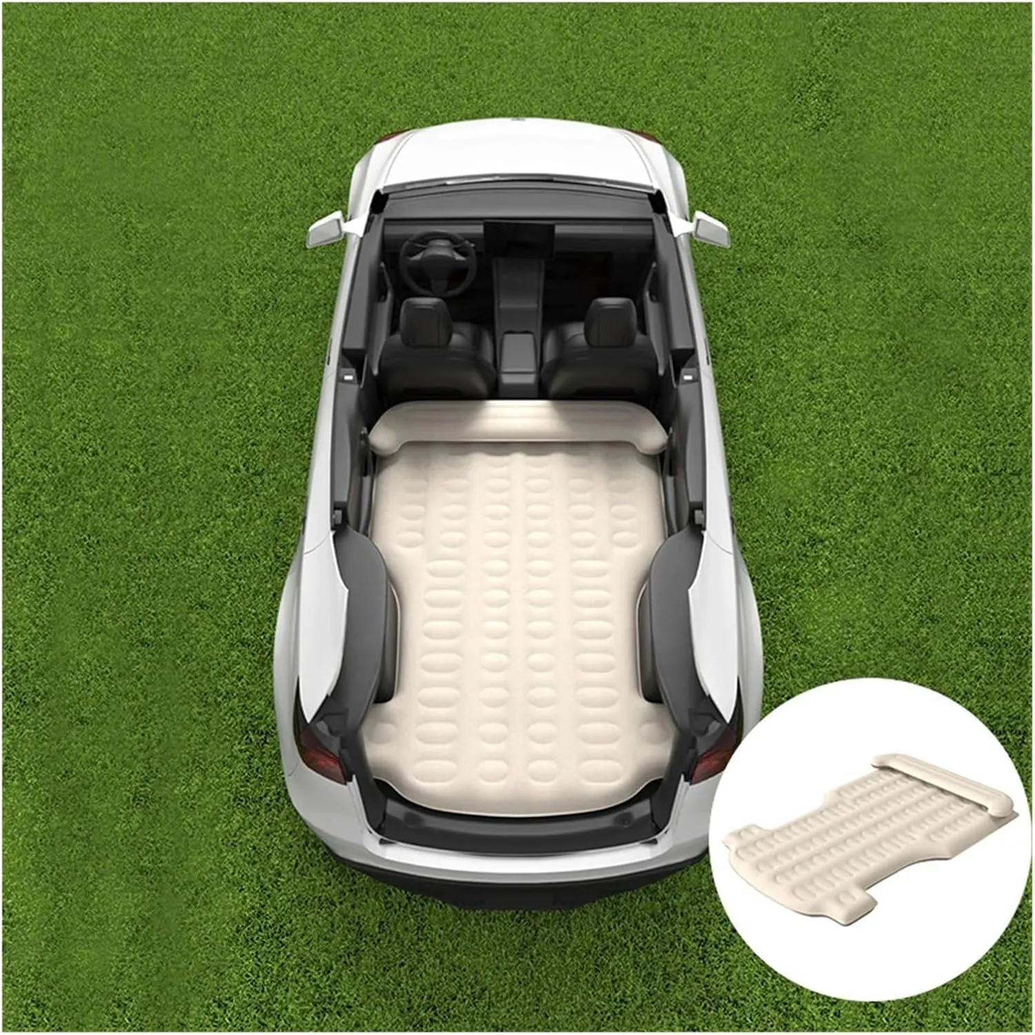 Automobile Air Mattress ，Compatible for Tesla Model Y Self-Inflating Mattress Car Travel Sleeping Bed Car Inflatable Camping Mattress(Model Y Rice White)