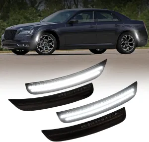 AUTOONE White LED Side Marker Lights Compatible With 2015-2023 Chrysler 300, Front & Rear Bumper Marker Lamps, Corner Parking Lamp & Smoked Len, 4PCS