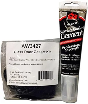AW 3427 Vermont Castings Glass Door Panel Stove Gasket Kit Complete w/ glue VC000-3427