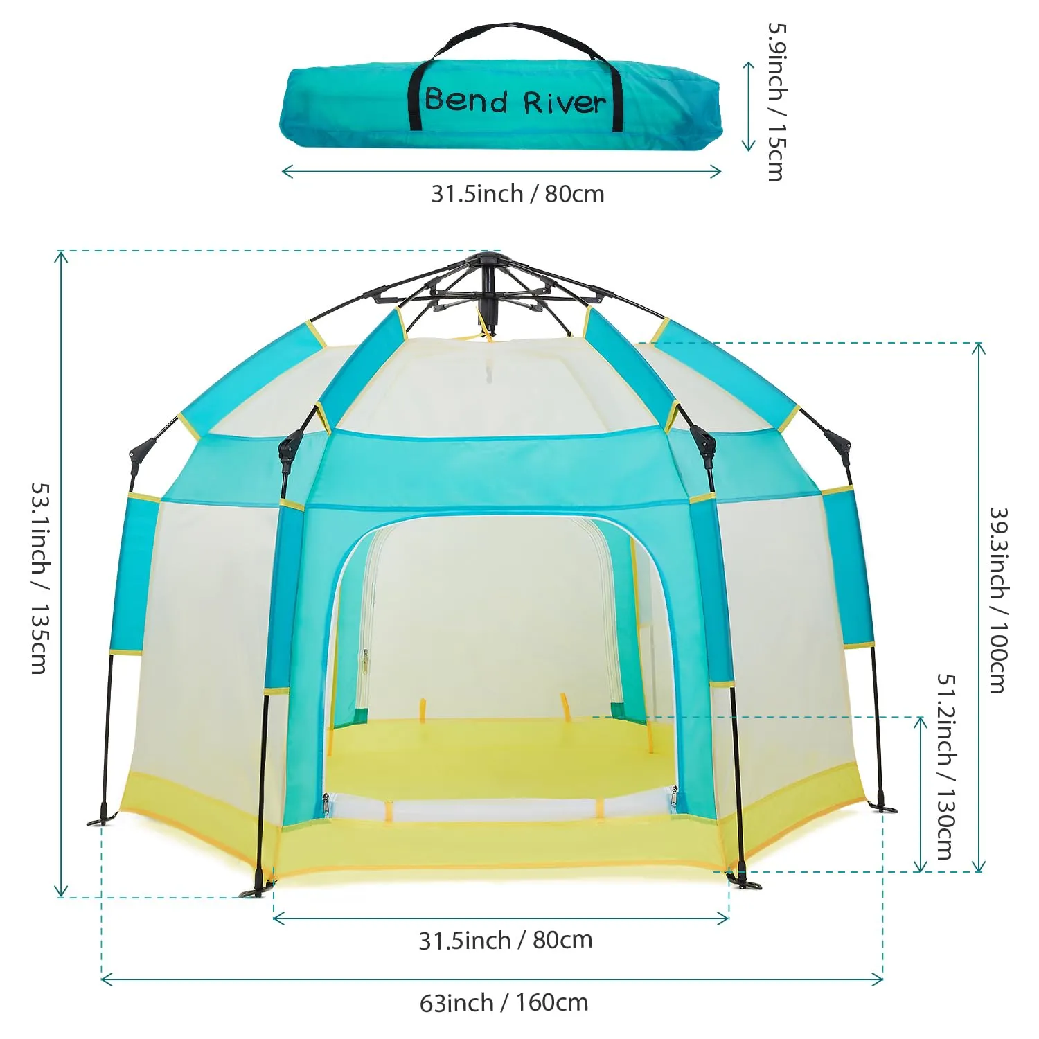 Baby Playpen with Canopy, Portable Baby Beach Tent, Toddler Play Yard Indoor and Outdoor, Foldable Mosquito Net for Infant - Green