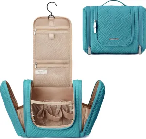 BAGSMART Large Travel Toiletry Bag for Women, Hanging Toiletry Bag with Hook, Travel Cosmetic Makeup Bag Travel Organizer for Accessories, Shampoo, Full Sized Container, Toiletries,Blue-Large