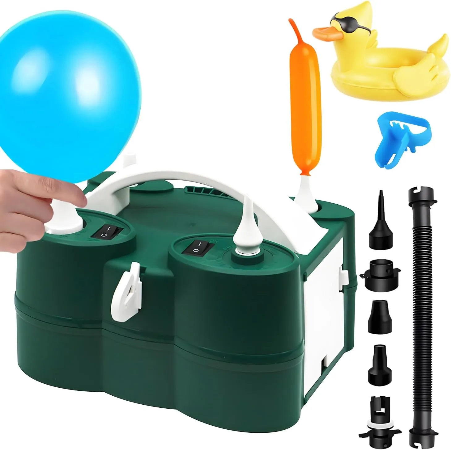 Balloon Pump,3-in-1 Electric Air Pump for Inflatables and Balloons,Triple Inflating Ports for 260q Foil Latex Balloons,Inflator Deflator Pump for Swimming Rings Air Mattress and Pool