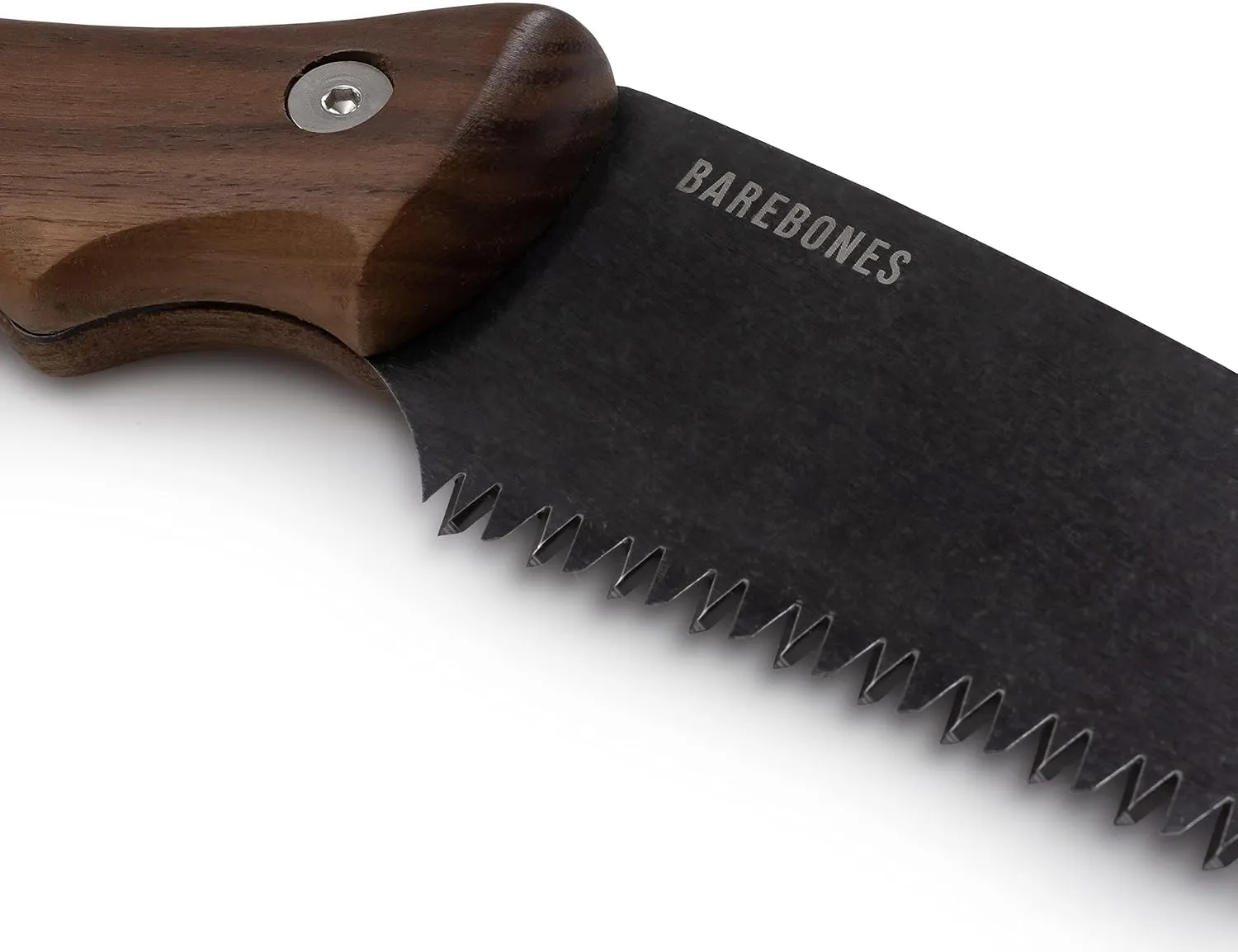 Barebones Timber Saw - Hand Saw with Ergonomic Walnut Handle for Camping, Pruning, and Wood Cutting - Curved Blade and Root Cutter with Sheath
