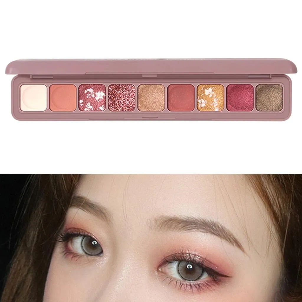 barenx 9 Colors Eye Makeup Palette, Matte Shimmer Eyeshadow Pallet Long Lasting Natural Colors Make Up Eye Shadows Cosmetics Gift Kit - A