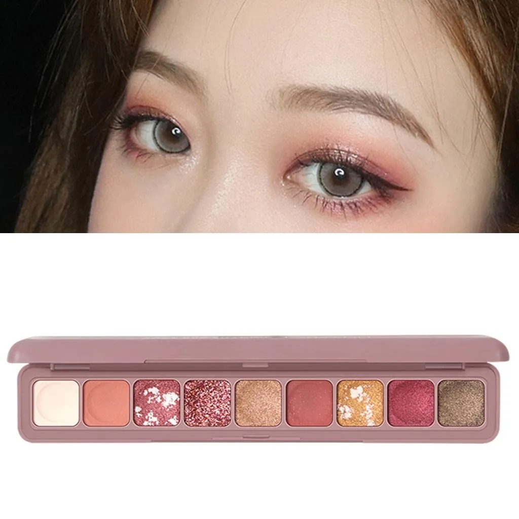 barenx 9 Colors Eye Makeup Palette, Matte Shimmer Eyeshadow Pallet Long Lasting Natural Colors Make Up Eye Shadows Cosmetics Gift Kit - A