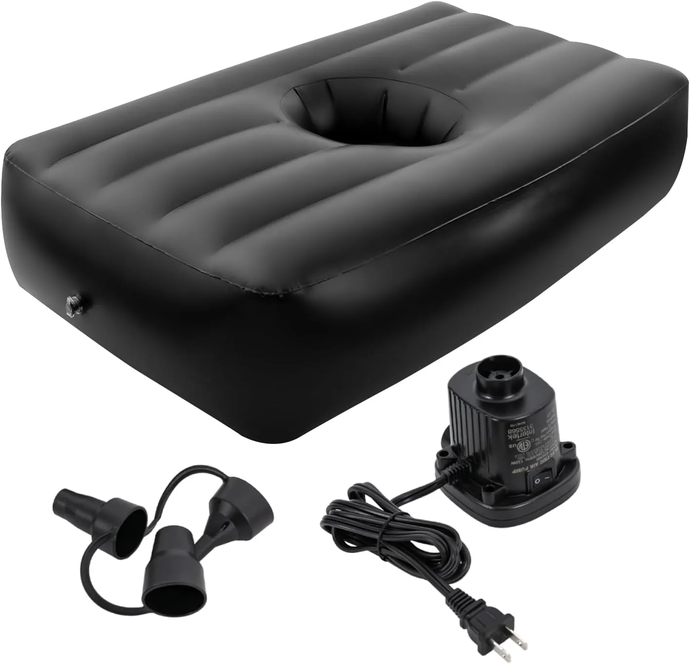 BBL Recovery Air Mattress with Hole, Post-Surgery Inflatable Bed for Brazilian Butt Lift, Electric Pump, Waterproof PVC, Ideal for Sleeping, Sitting, and Relaxation, Black